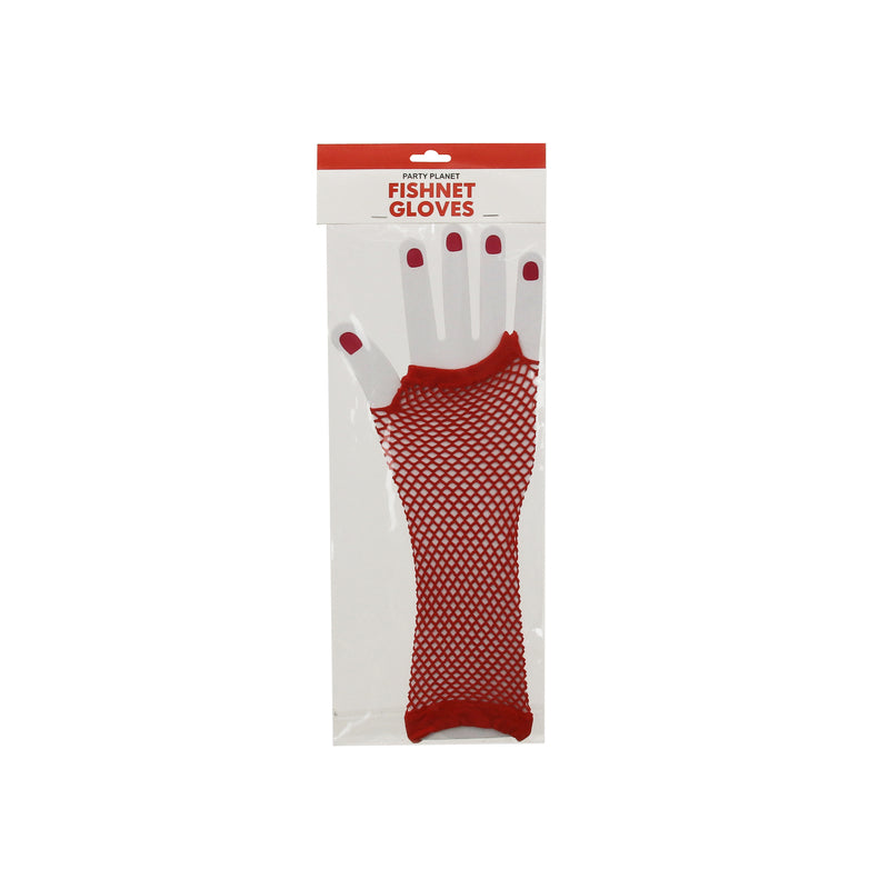 Fishnet Gloves – Red - alternate view