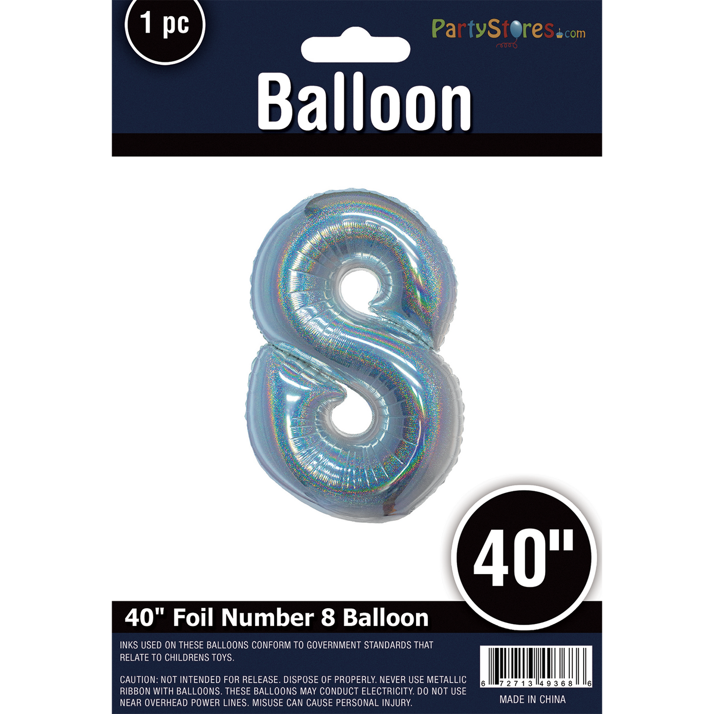 40" SILVER HOLOGRAPHIC SUPERSHAPE 8