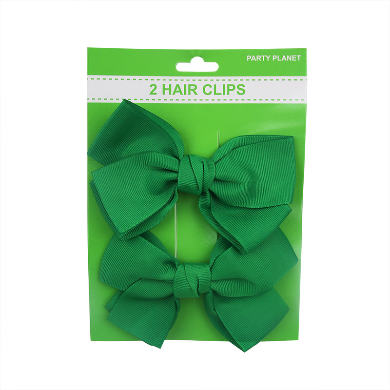 Bow Hair Clip – Green - alternate view