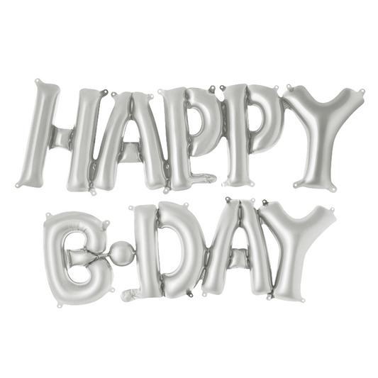 16" HAPPY BIRTHDAY SILVER PHRASE