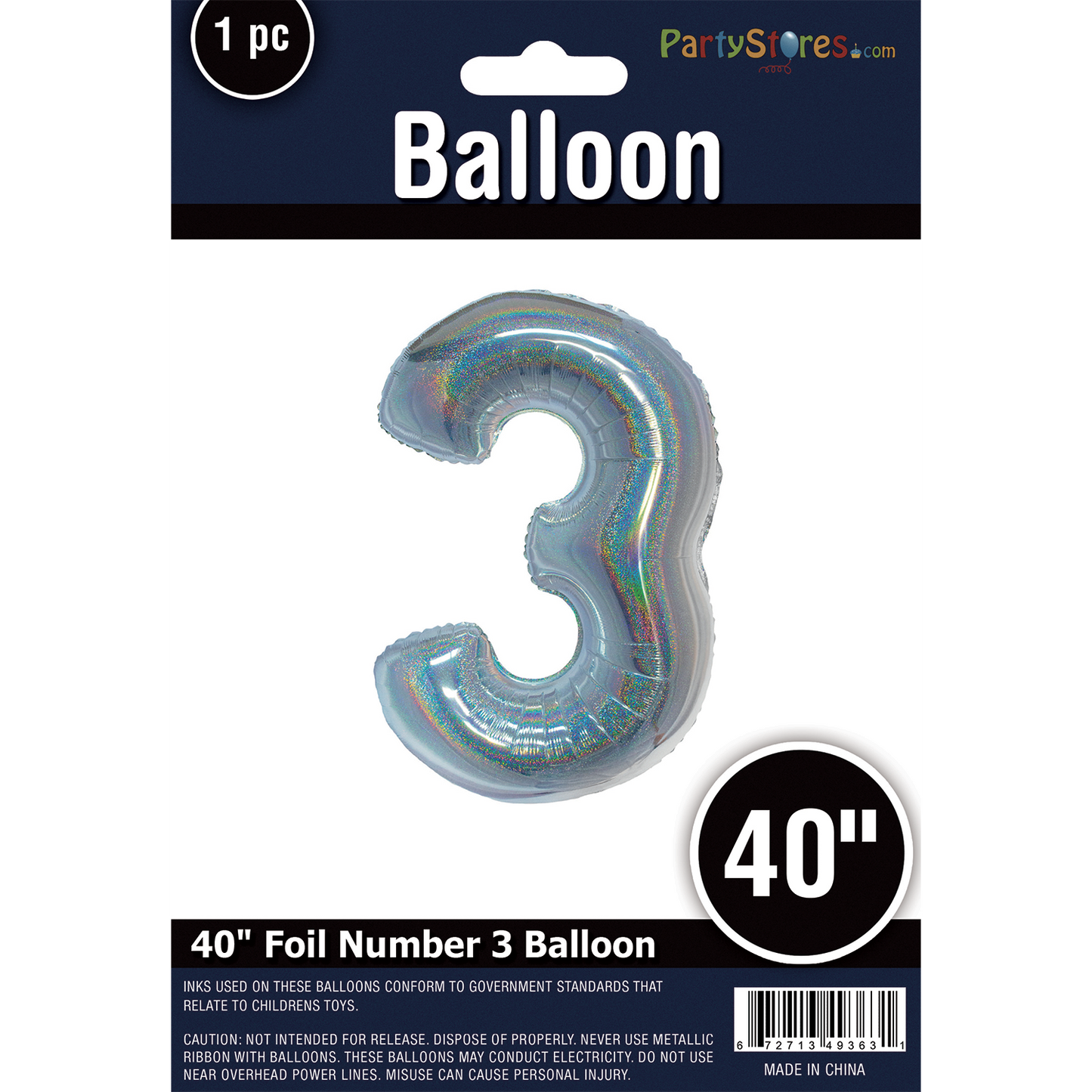 40" SILVER HOLOGRAPHIC SUPERSHAPE 3