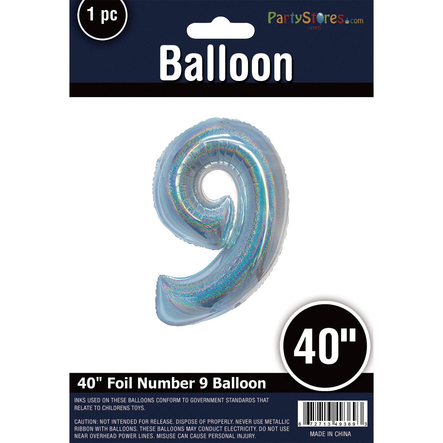 40" SILVER HOLOGRAPHIC SUPERSHAPE 9