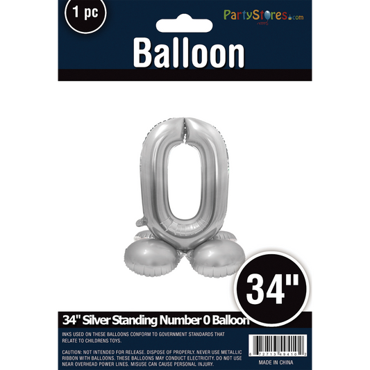 34" STANDING NUMBER SILVER 0 *DOES NOT FLOAT*