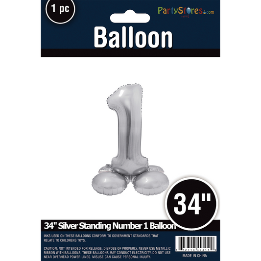 34" STANDING NUMBER SILVER 1 *DOES NOT FLOAT*