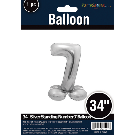 34" STANDING NUMBER SILVER 7 *DOES NOT FLOAT*