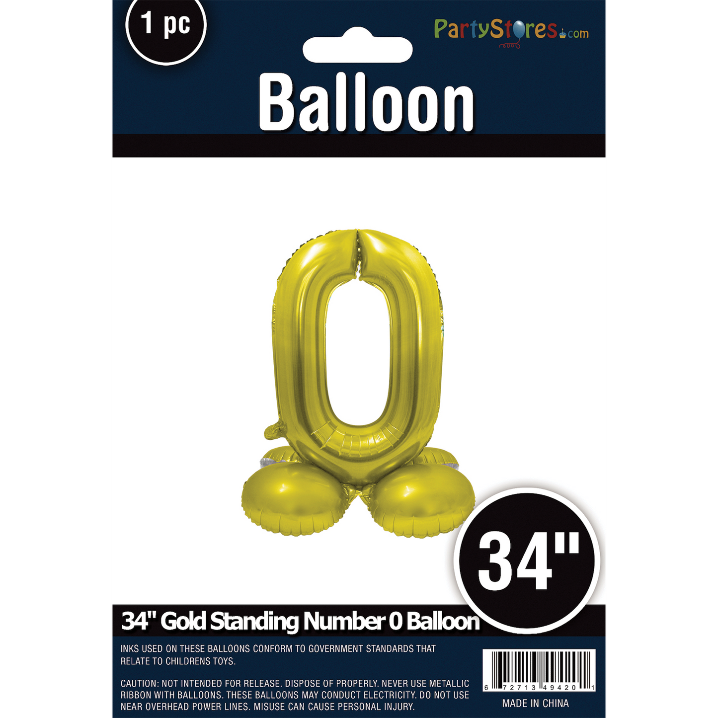34" STANDING NUMBER GOLD 0  *DOES NOT FLOAT*