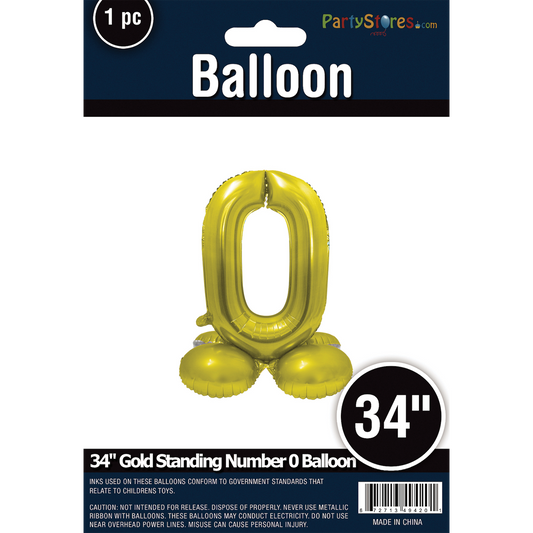 34" STANDING NUMBER GOLD 0  *DOES NOT FLOAT*