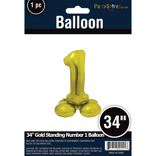34" STANDING NUMBER GOLD 1  *DOES NOT FLOAT*