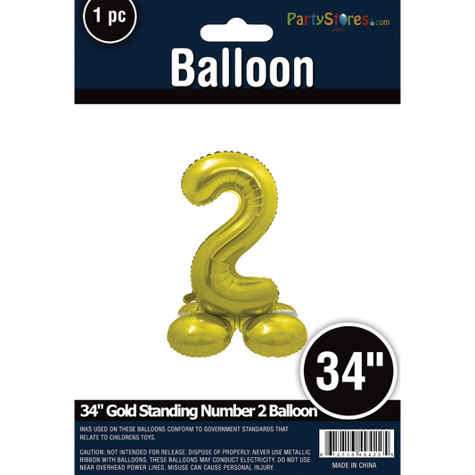 34" STANDING NUMBER GOLD 2  *DOES NOT FLOAT*