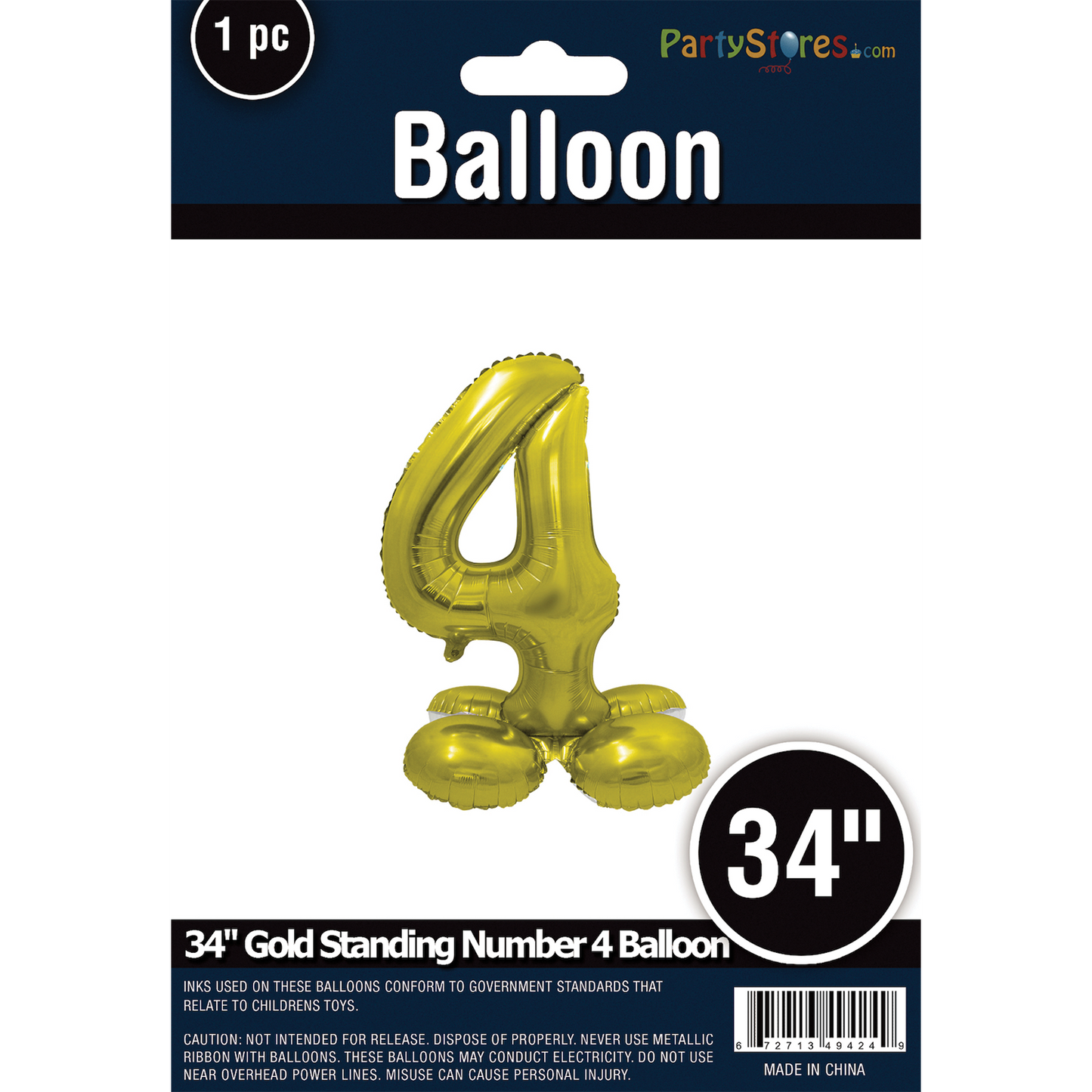 34" STANDING NUMBER GOLD 4 *DOES NOT FLOAT*