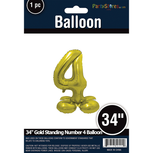 34" STANDING NUMBER GOLD 4 *DOES NOT FLOAT*