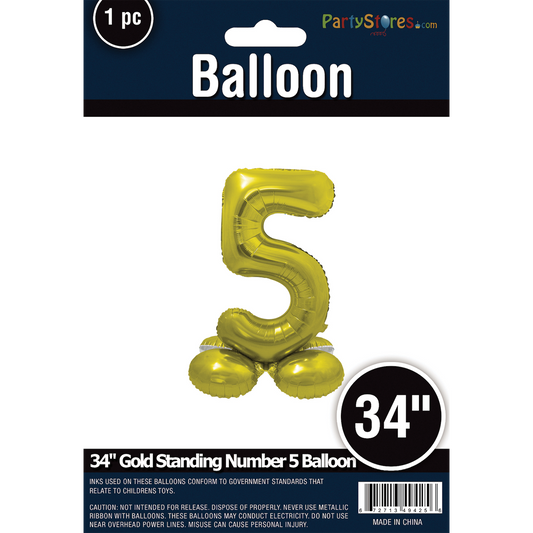 34" STANDING NUMBER GOLD 5  *DOES NOT FLOAT*