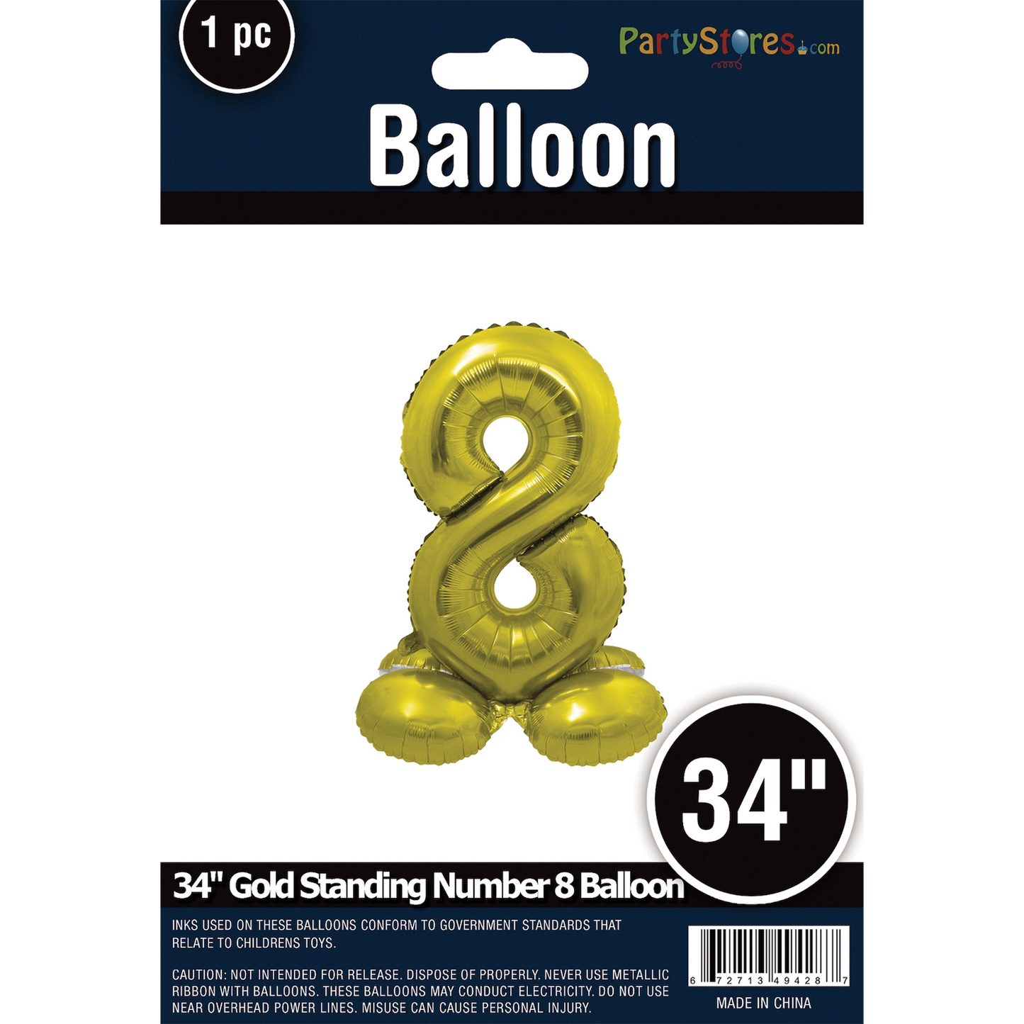 34" STANDING NUMBER GOLD 8 *DOES NOT FLOAT*