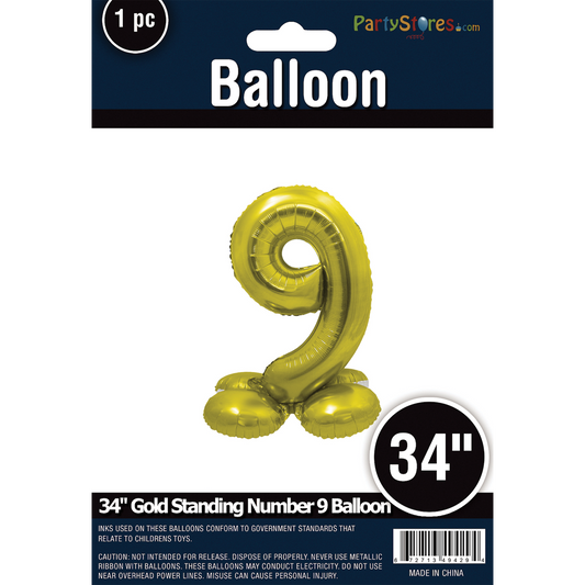 34" STANDING NUMBER GOLD 9 *DOES NOT FLOAT*