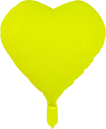 18" yellow neon heart balloon