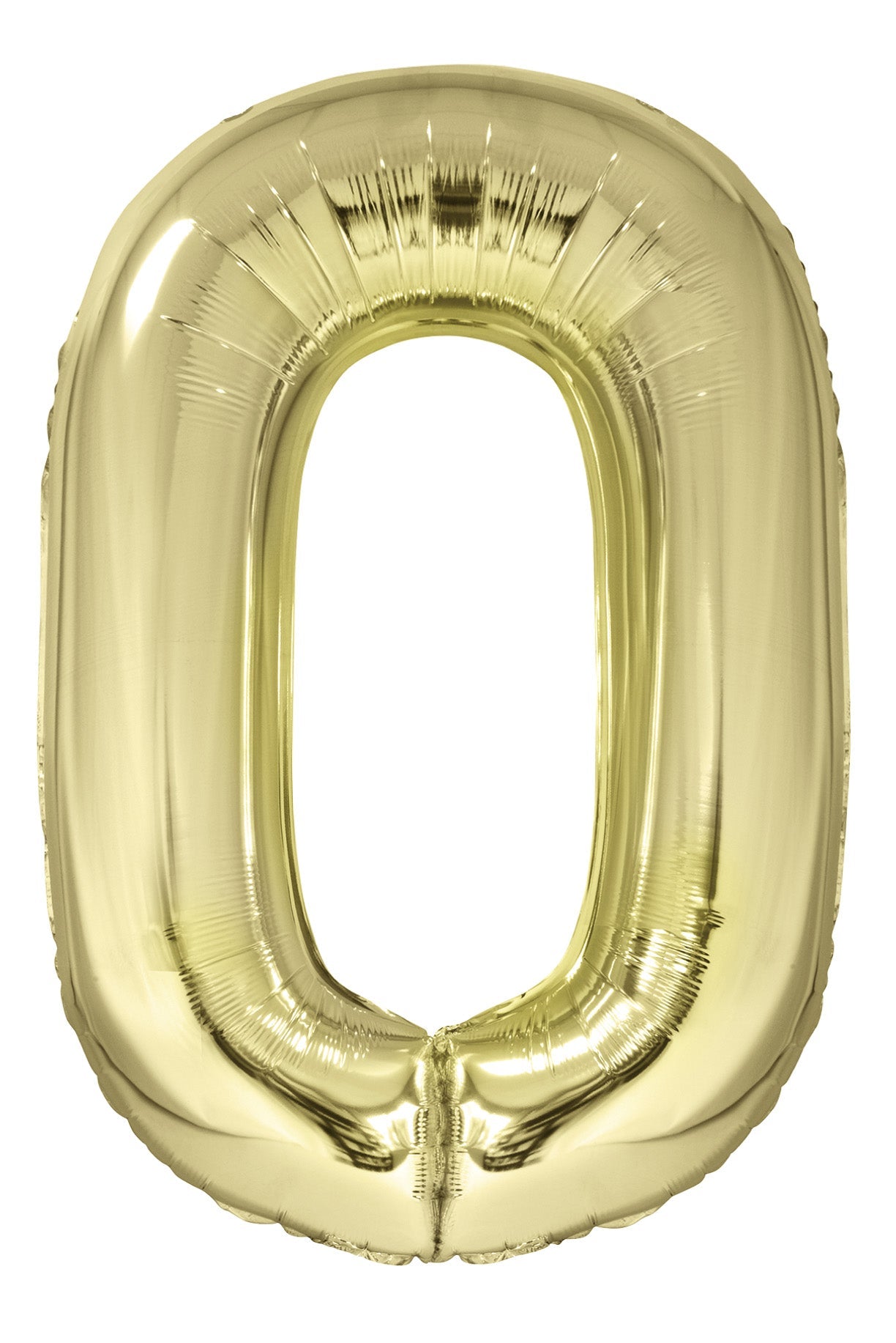 34" slim white gold number 0 balloon