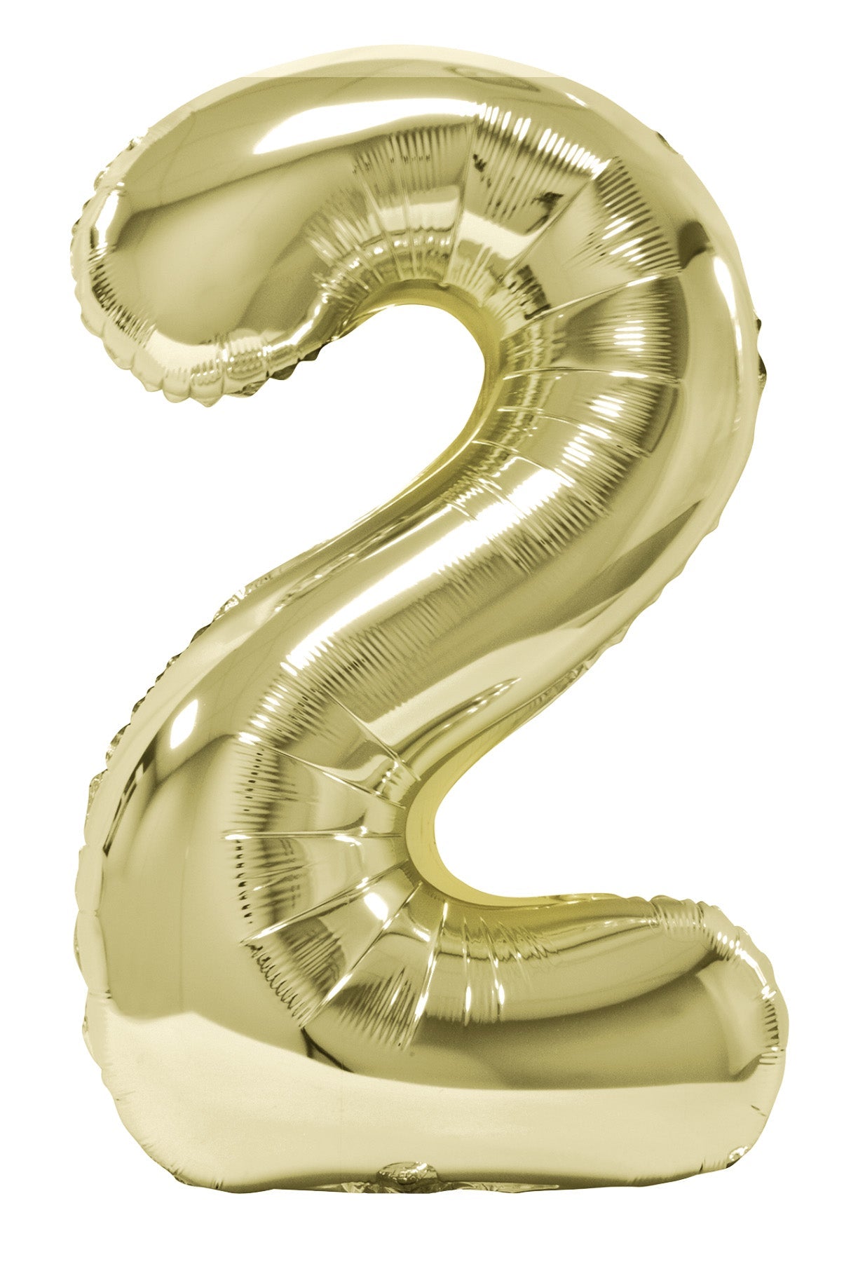 34" slim white gold number 2 balloon