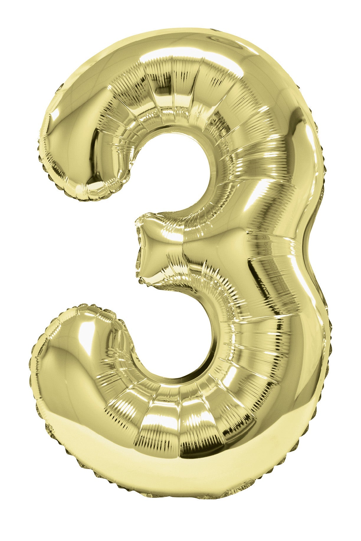 34" slim white gold number 3 balloon