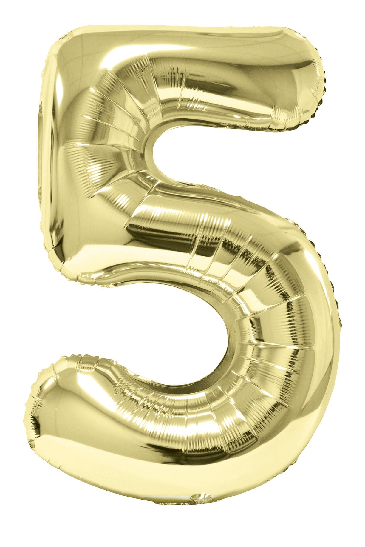 34" slim white gold number 5 balloon
