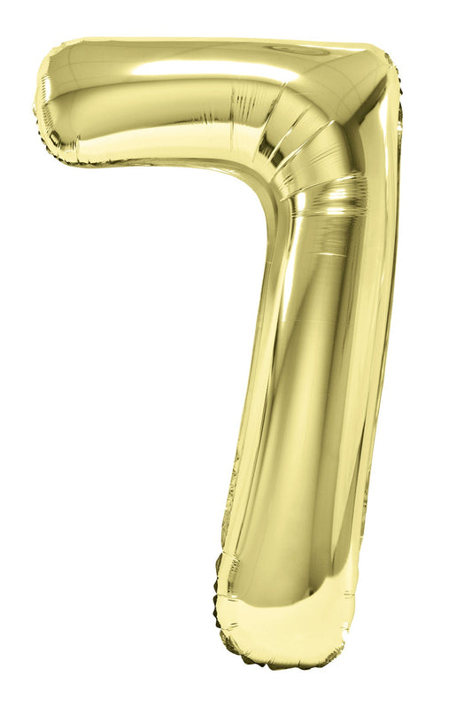 34" slim white gold number 7 balloon