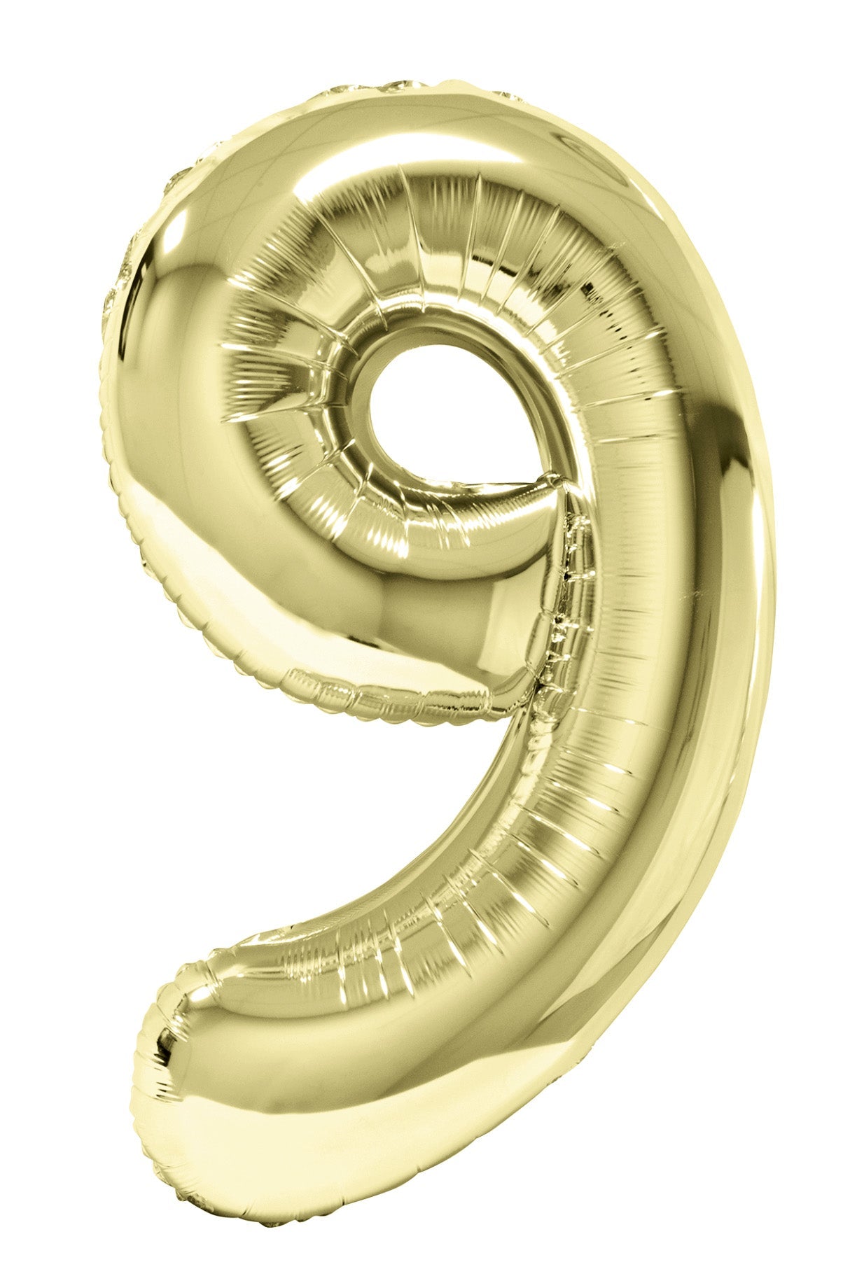 34" slim white gold number 9 balloon