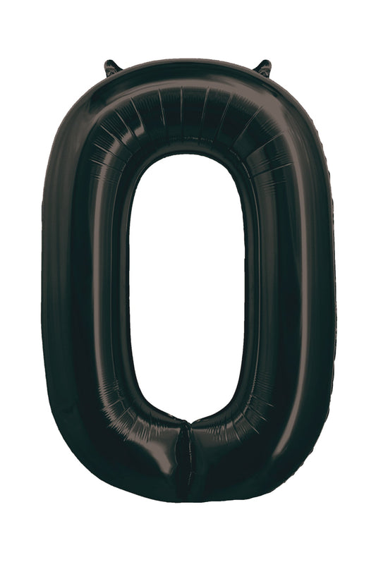 34" slim black number 0 balloon