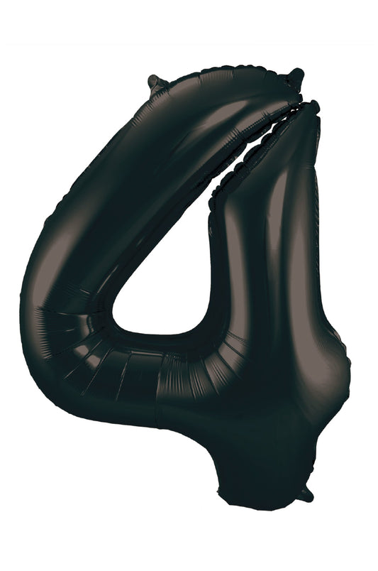34" slim black number 4 balloon