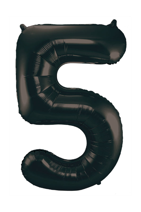 34" slim black number 5 balloon
