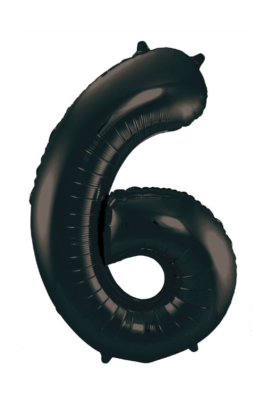 34" slim black number 6 balloon