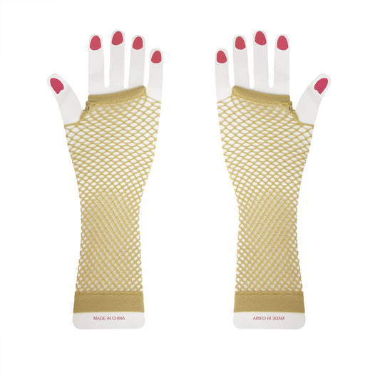 Long Fishnet Gloves – Gold
