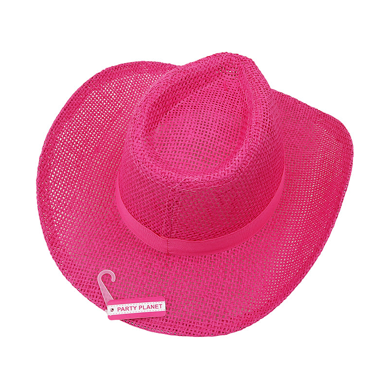 Burlap Cowboy Hat – Pink - alternate view