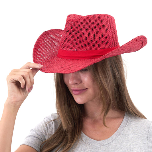Burlap Cowboy Hat – Red