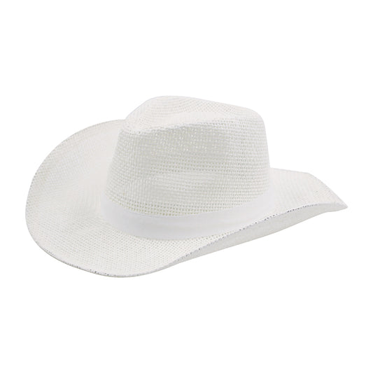 Burlap Cowboy Hat – White