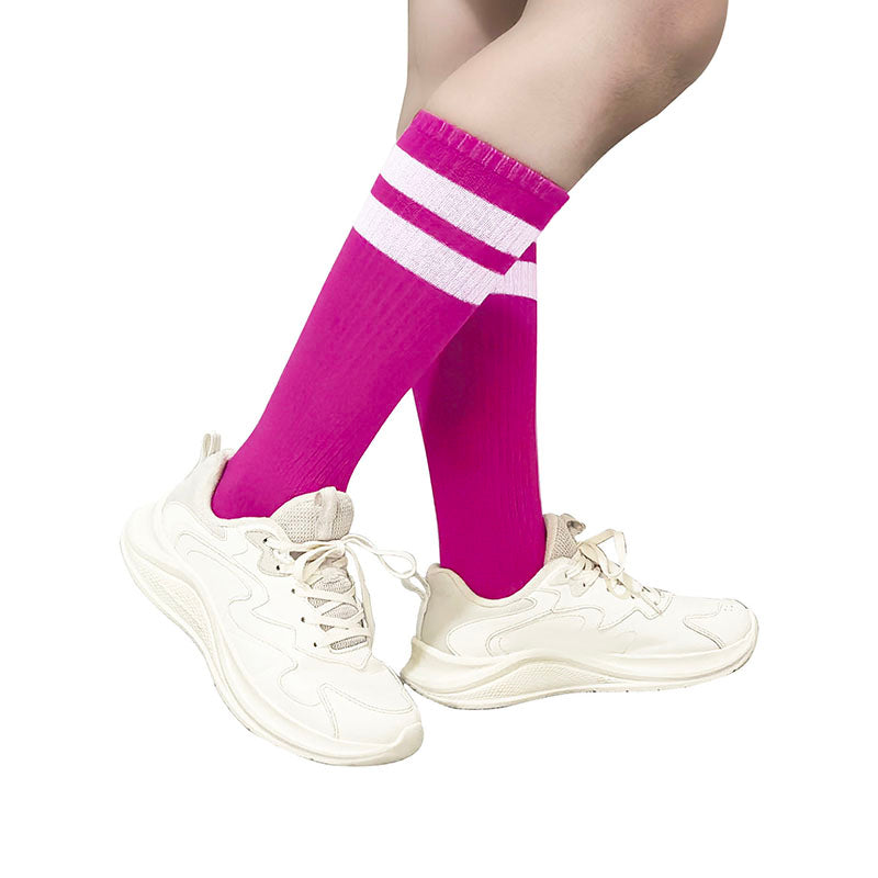 Pink Stripe Knee High Socks