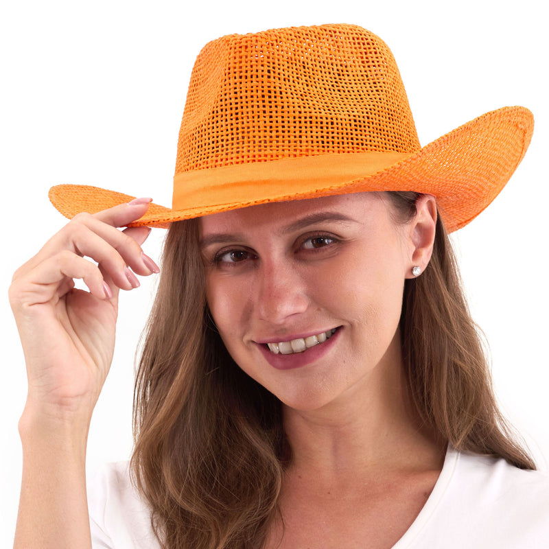 Burlap Cowboy Hat – Orange