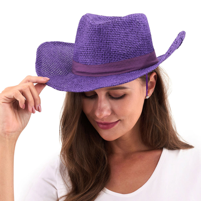 Burlap Cowboy Hat – Purple