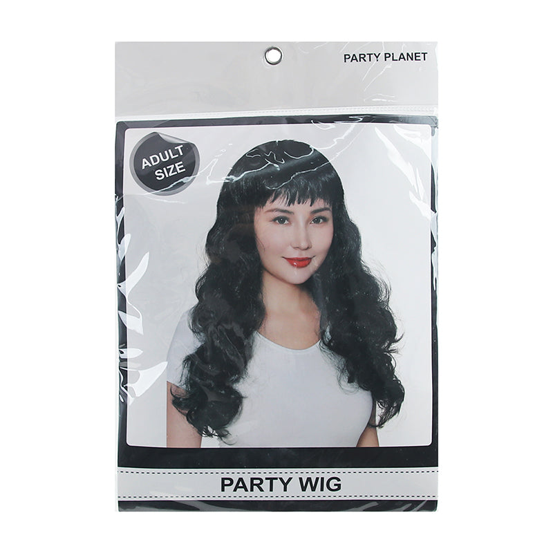 Black Wavy Long Wig - alternate view