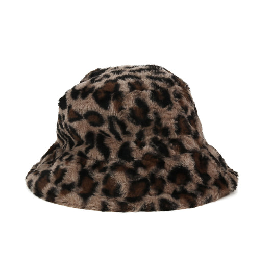 Leopard Print Fur Bucket Hat