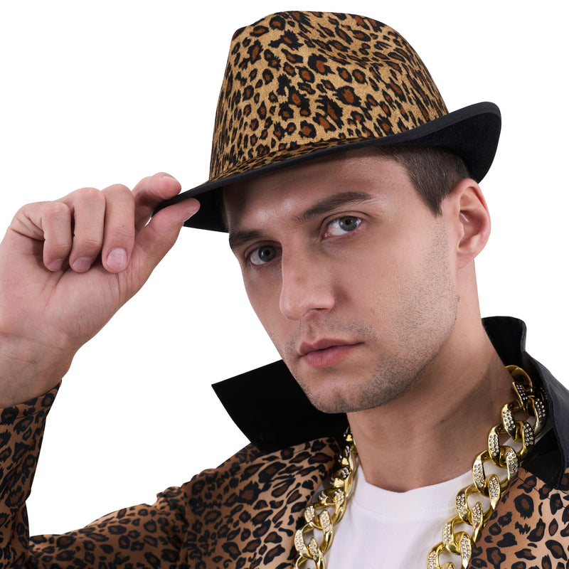 Leopard Print Fedora Hat
