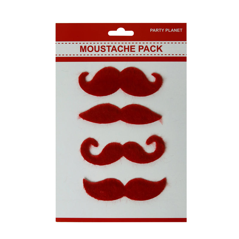 Asst. 4pk Moustache Pack – Red