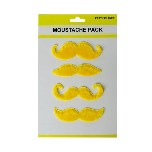 Asst. 4pk Moustache Pack – Yellow