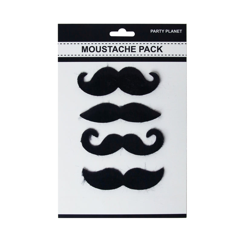 Asst. 4pk Moustache Pack – Black