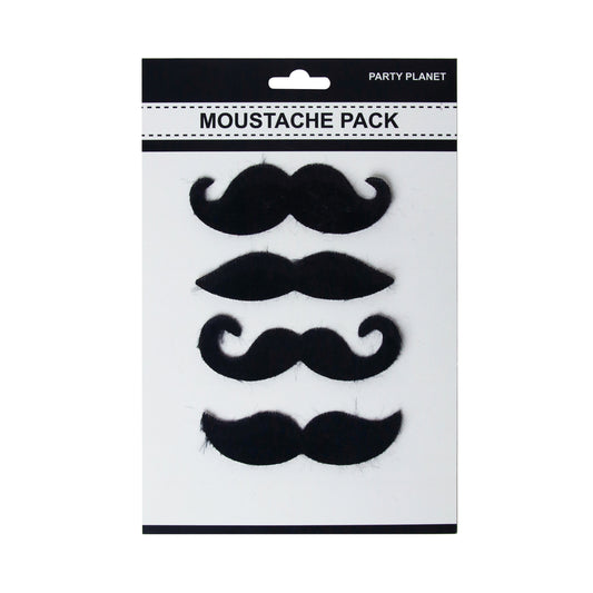 Asst. 4pk Moustache Pack – Black