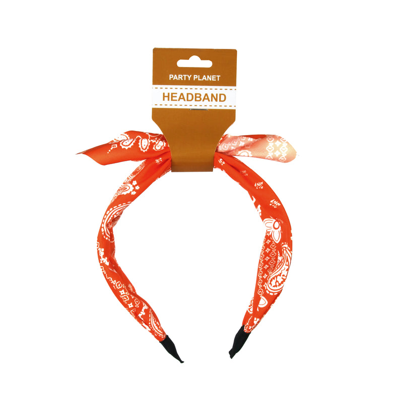 Retro Printed Headband – Orange - alternate view
