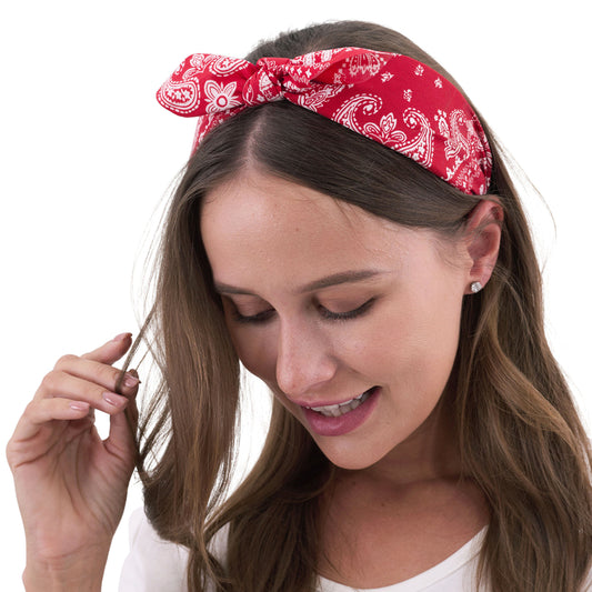 Retro Printed Headband – Red