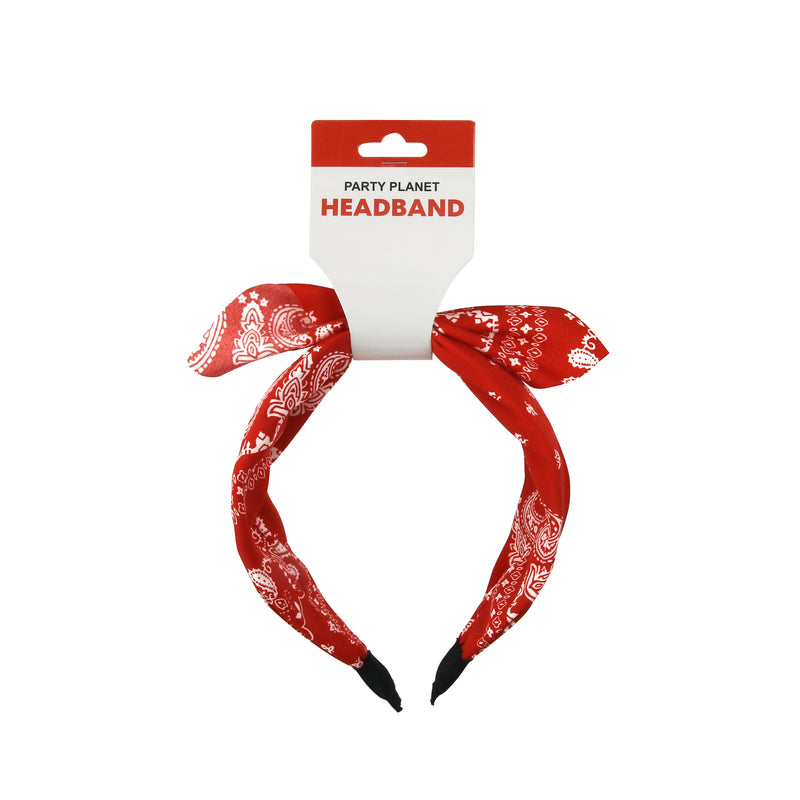 Retro Printed Headband – Red - alternate view