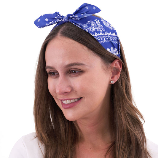 Retro Printed Headband – Blue