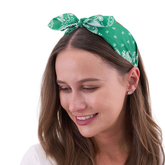 Retro Printed Headband – Green