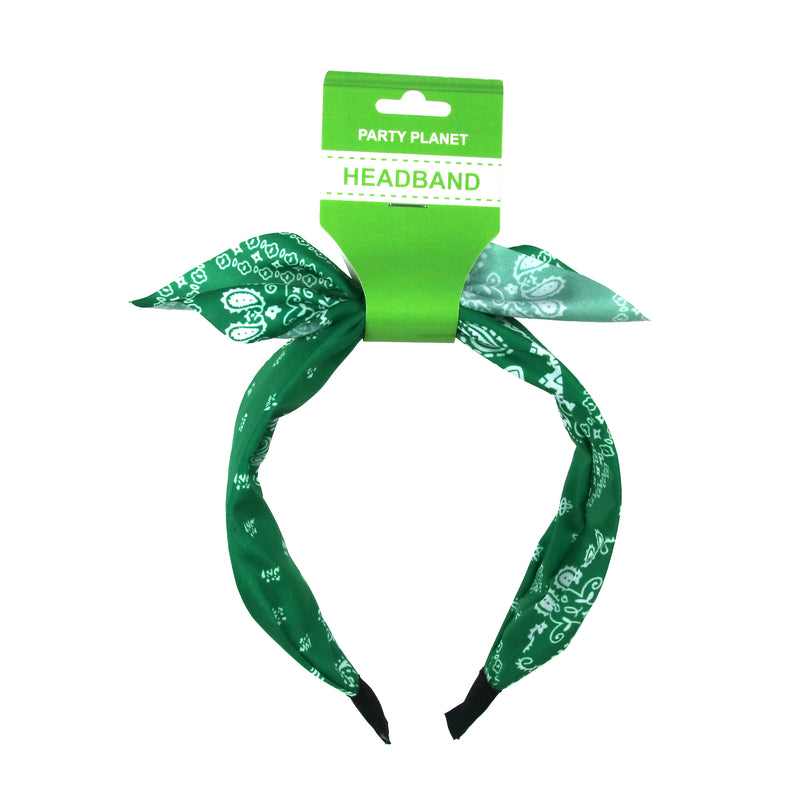 Retro Printed Headband – Green - alternate view