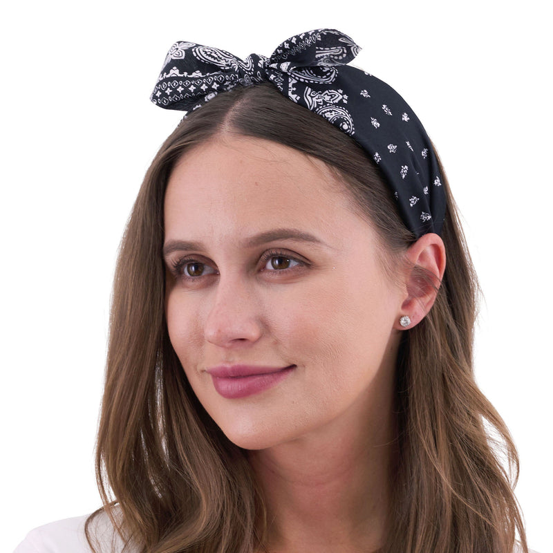Retro Printed Headband – Black